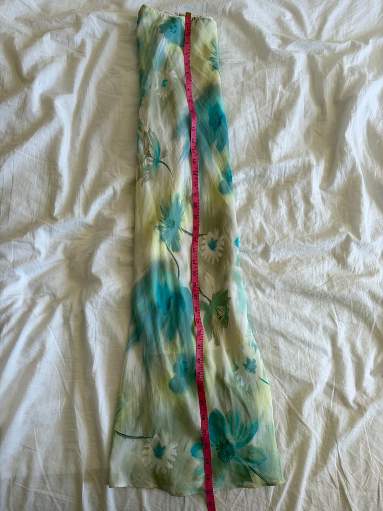 Vintage Y2K watercolour floral floaty maxi skirt with blues and yellows