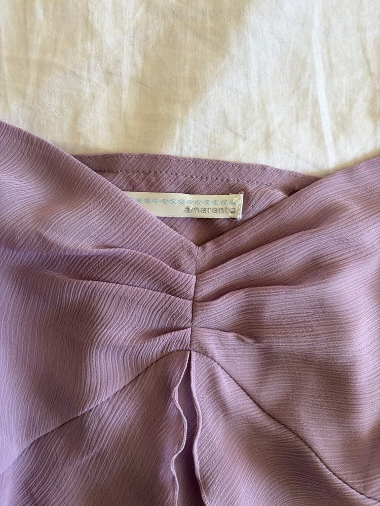 Vintage Y2K lilac ruched bust fairy cami with ruffle open detail