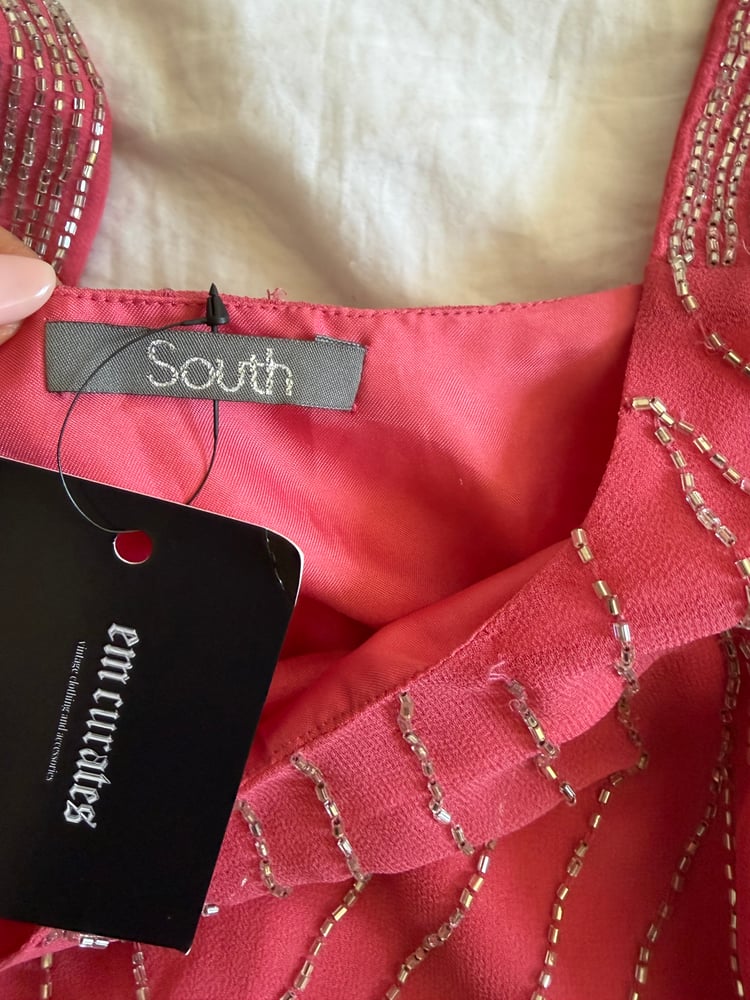 Vintage Y2K pink top with silver beaded detail