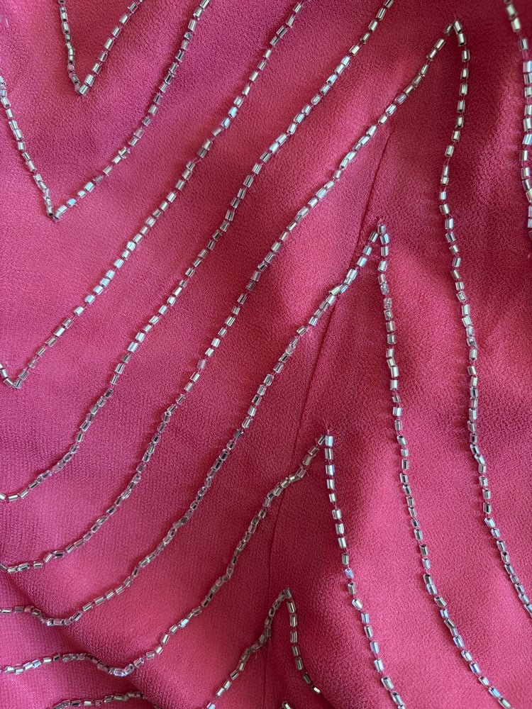 Vintage Y2K pink top with silver beaded detail