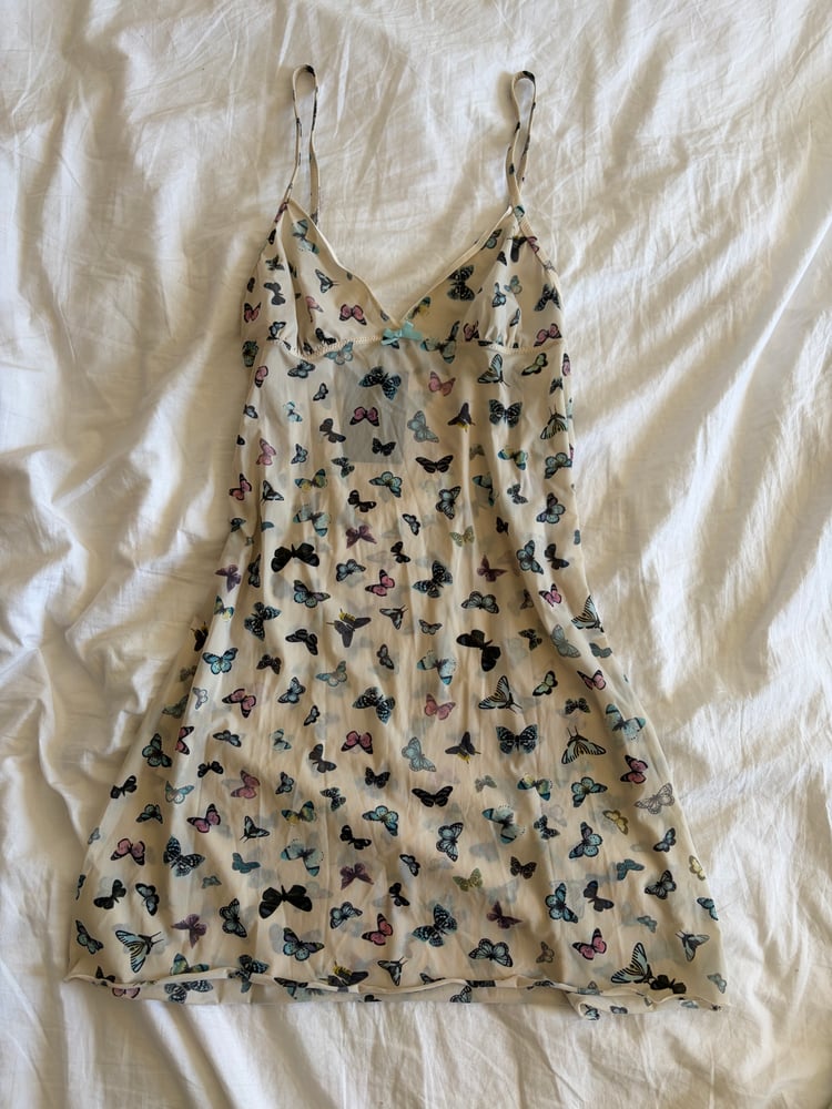 Vintage Y2K butterfly micromesh mini slip dress