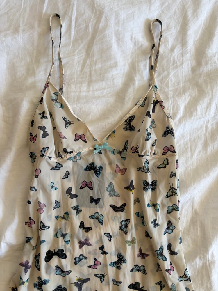 Vintage Y2K butterfly micromesh mini slip dress
