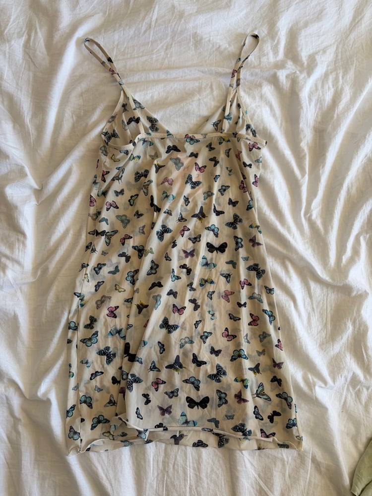 Vintage Y2K butterfly micromesh mini slip dress