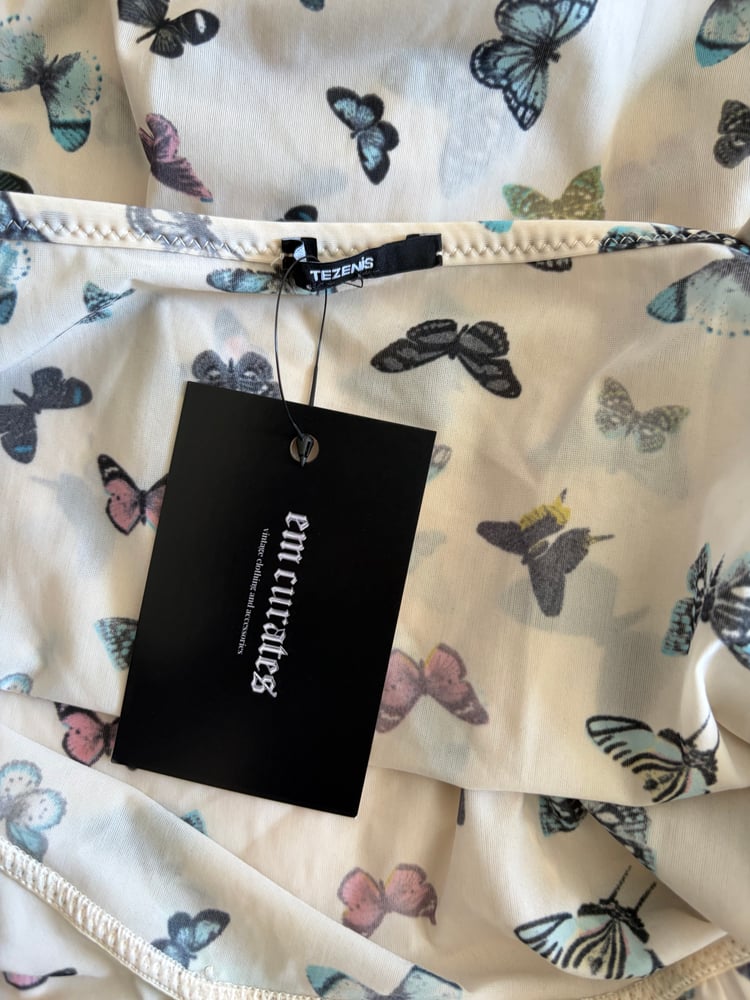 Vintage Y2K butterfly micromesh mini slip dress