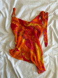 Vintage Y2K orange and pink asymmetrical hem Zara Larasson style cami