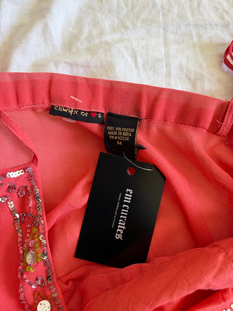Vintage Y2K coral sequin and beaded cami top