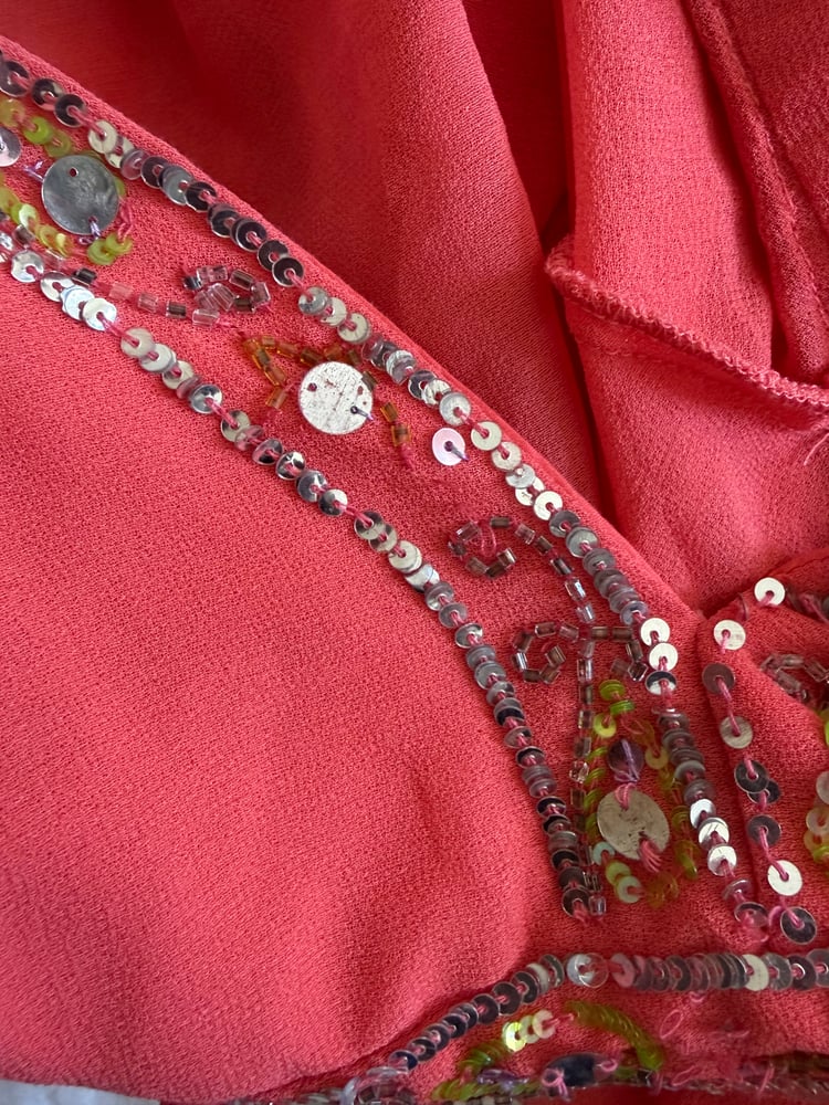 Vintage Y2K coral sequin and beaded cami top
