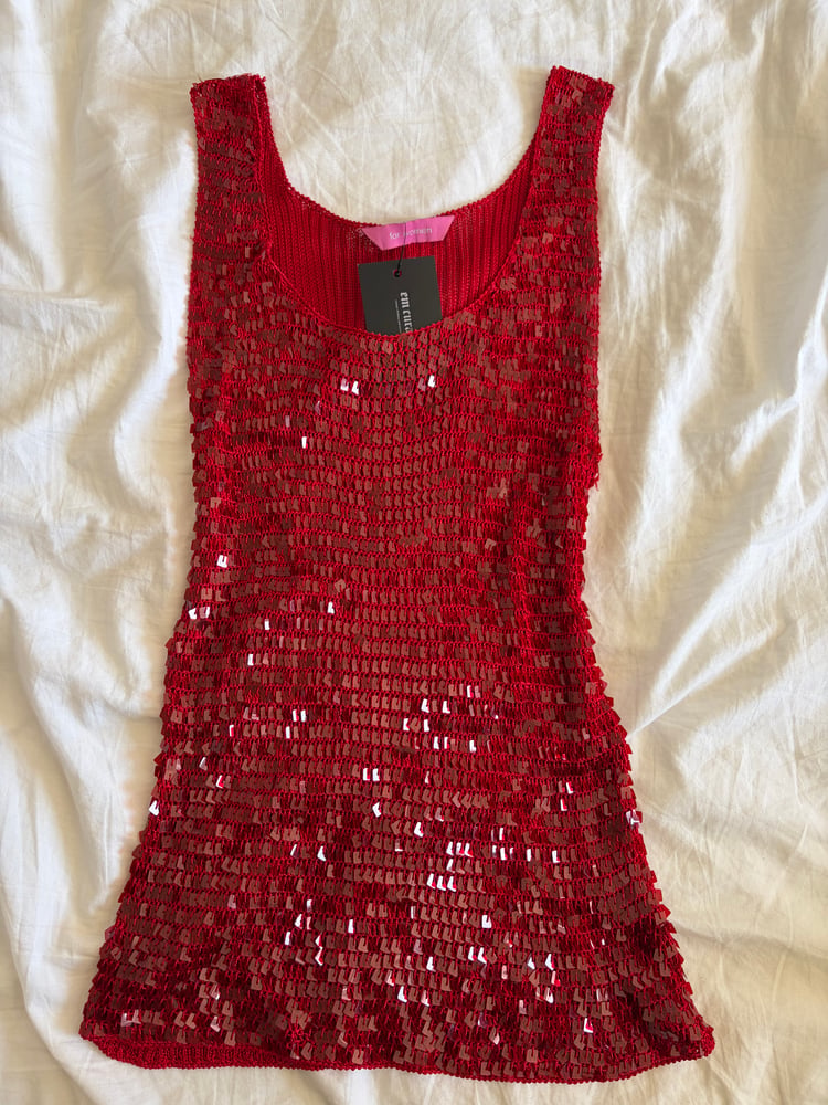 Vintage Y2K red crochet sequin top