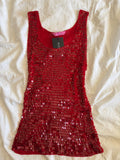 Vintage Y2K red crochet sequin top