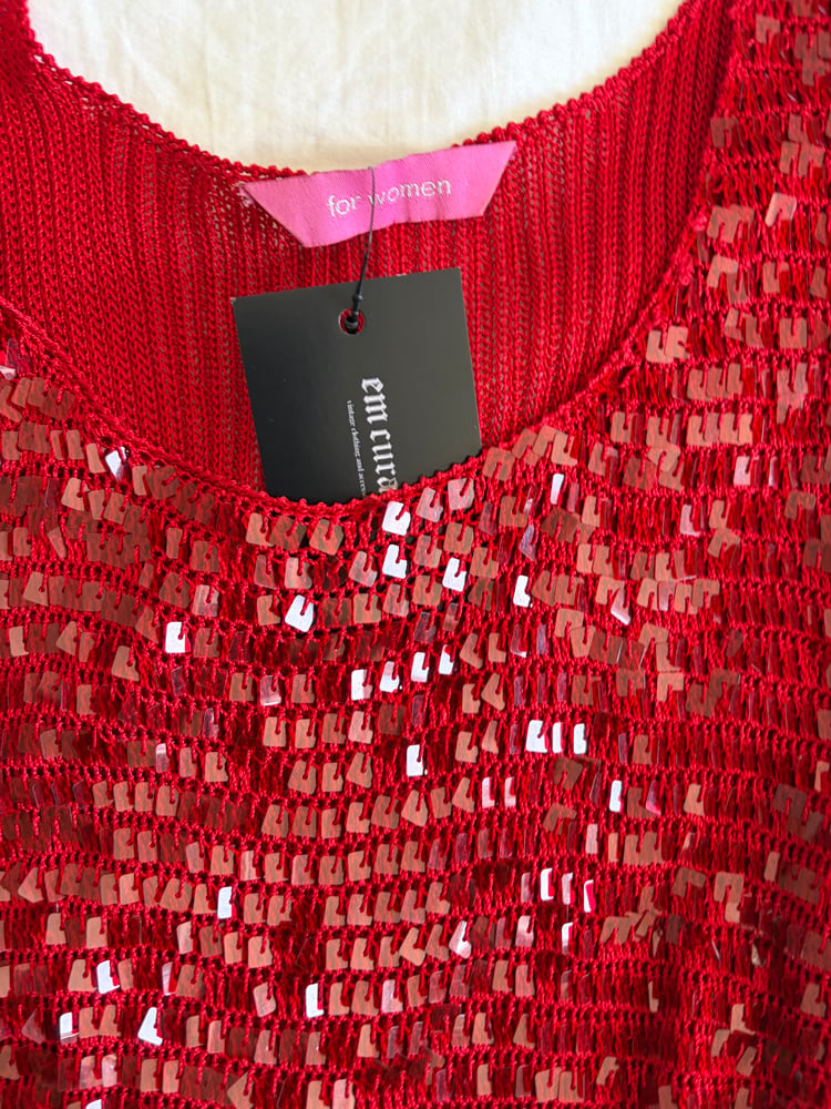 Vintage Y2K red crochet sequin top