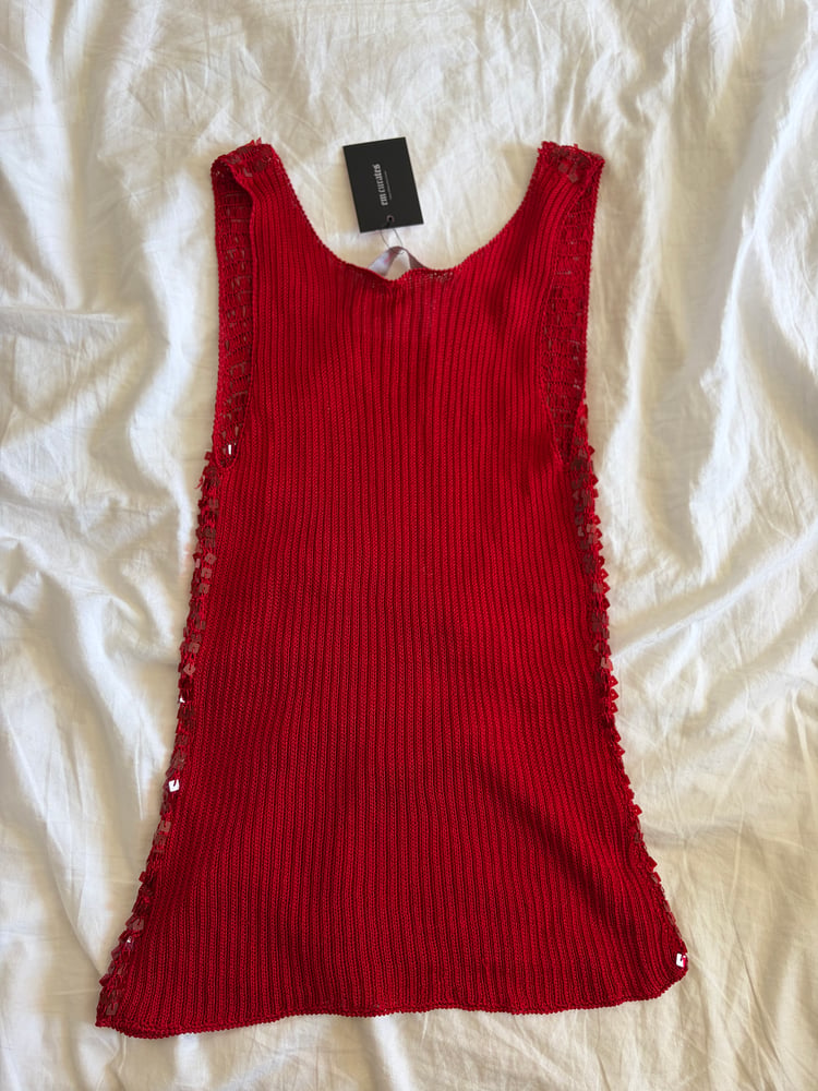Vintage Y2K red crochet sequin top