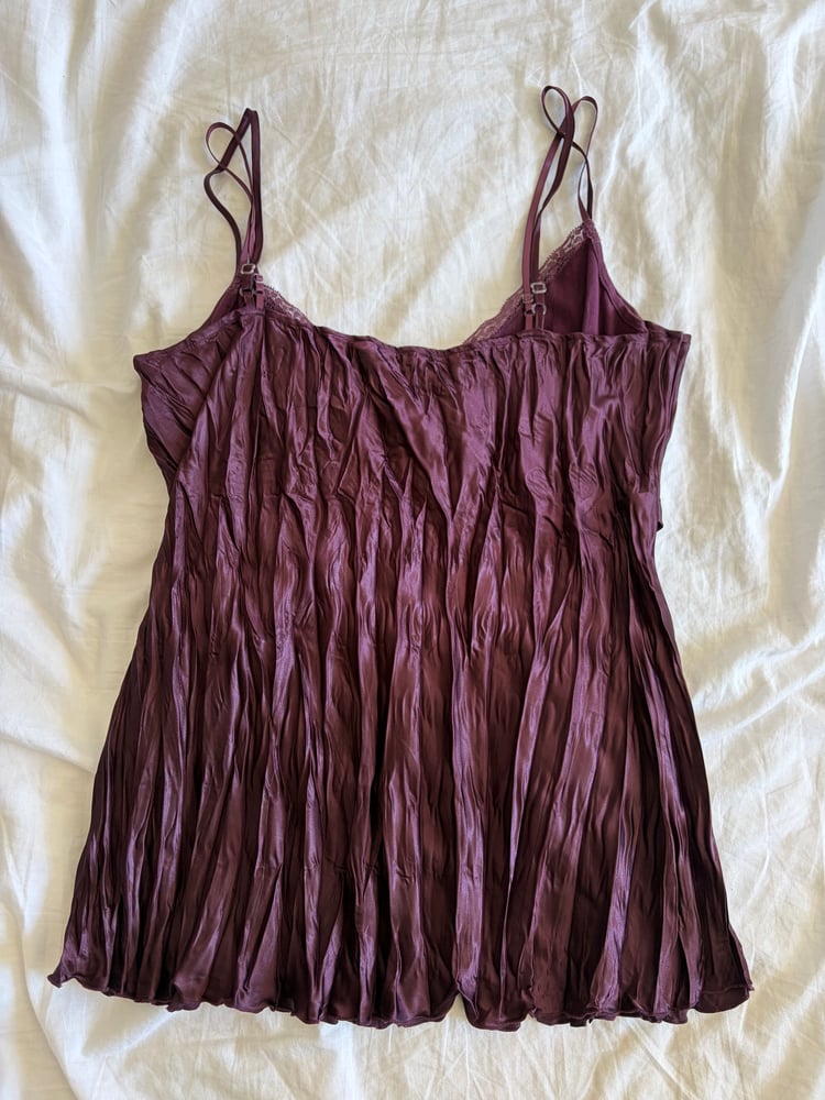 Vintage Y2K purple dark fairy crinkle cami with iridescent sequins and beaded