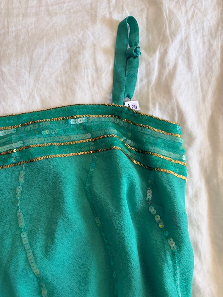 Vintage Y2K blue sequin mermaid cami 2000s deadstock with tags