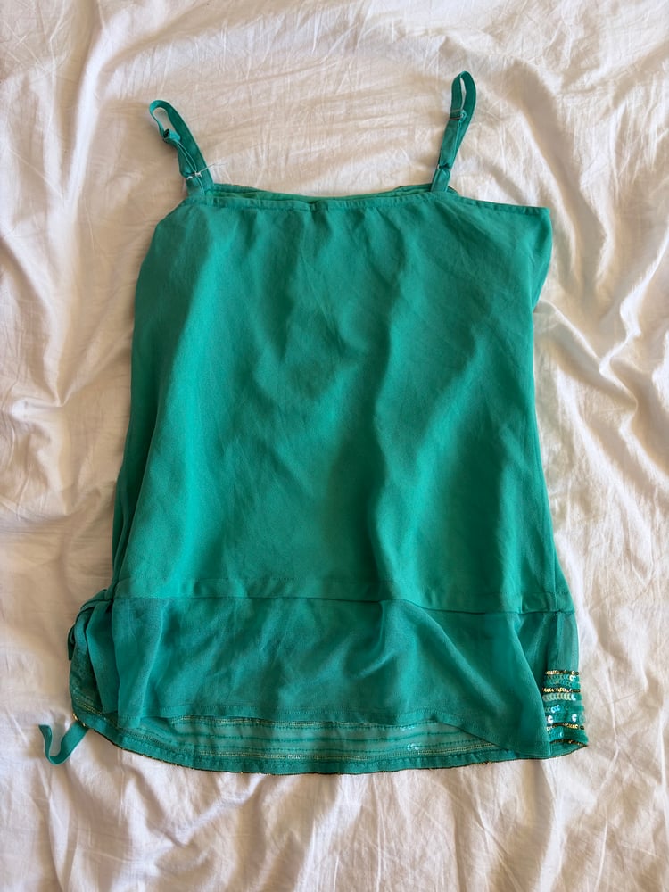Vintage Y2K blue sequin mermaid cami 2000s deadstock with tags