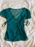 Vintage Y2K teal sequin top with side ties