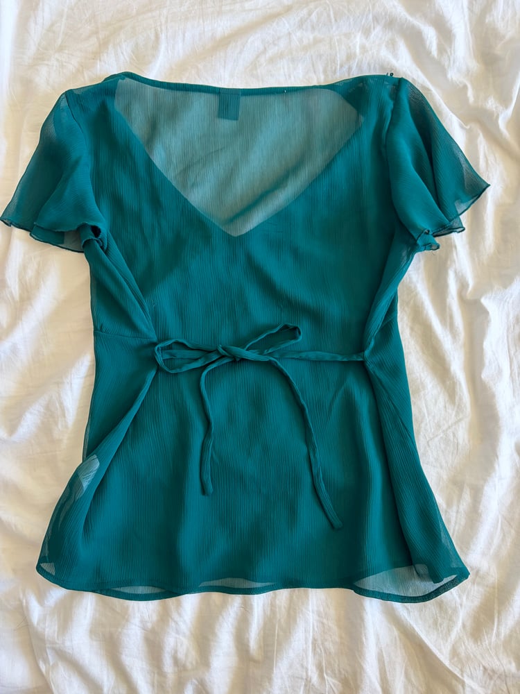 Vintage Y2K teal sequin top with side ties