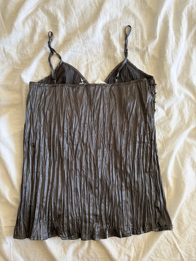 Vintage Y2K grey crinkle sequin cami top 2000s deadstock with tags