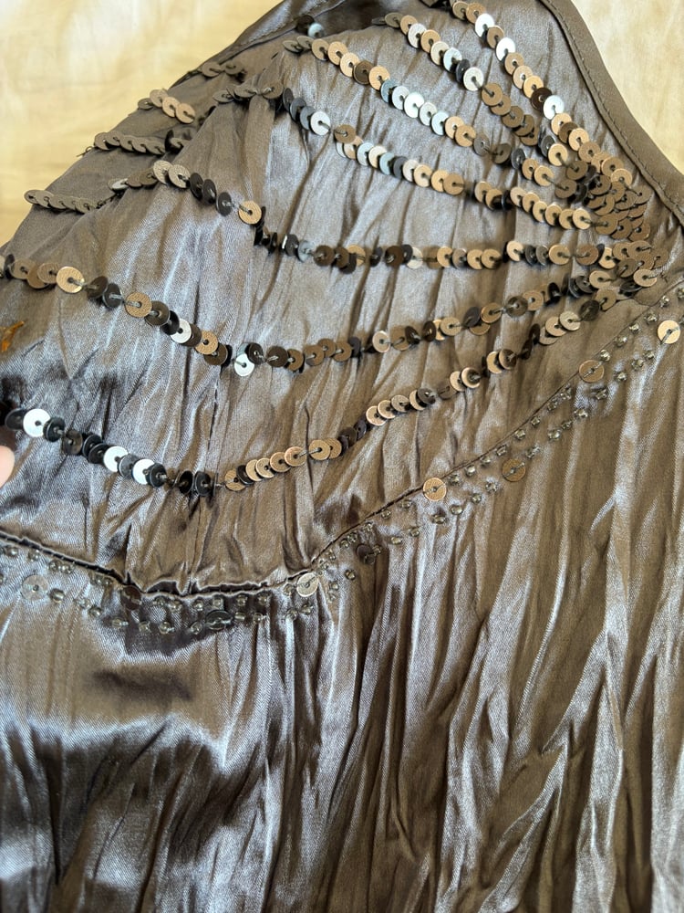 Vintage Y2K grey crinkle sequin cami top 2000s deadstock with tags