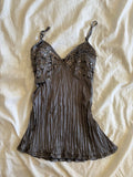 Vintage Y2K grey crinkle sequin cami top 2000s deadstock with tags