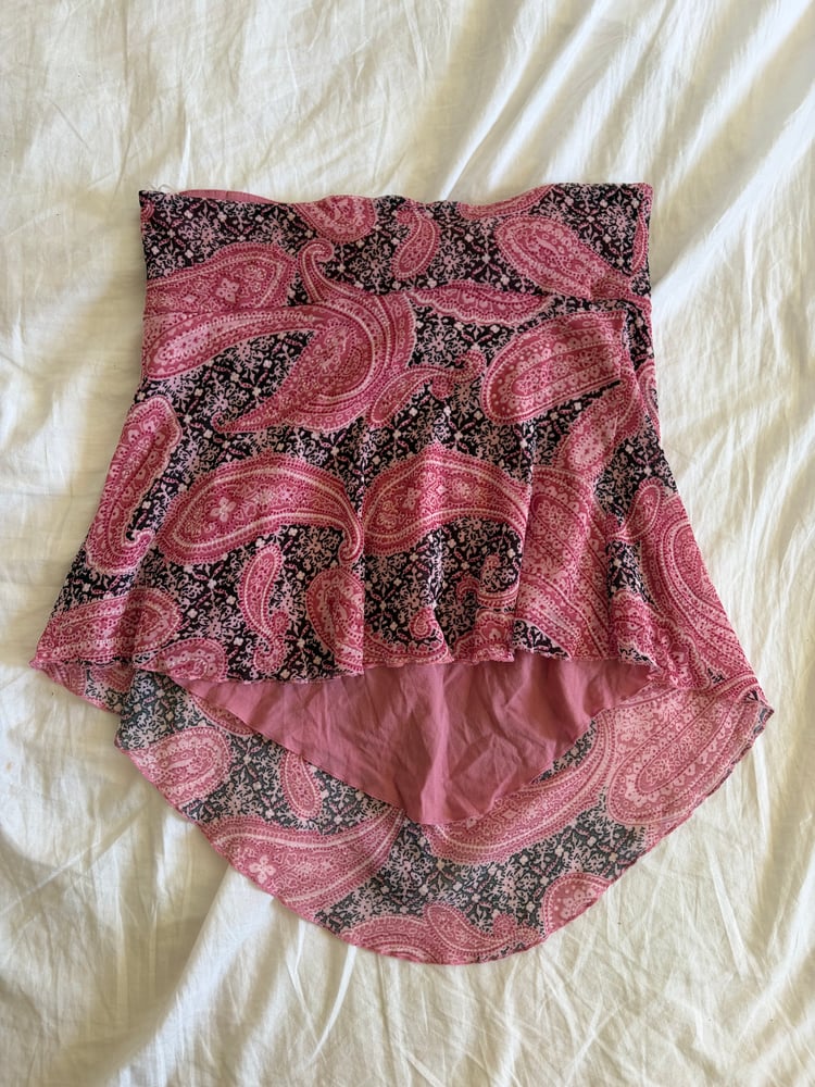 Vintage Y2K asymmetrical paisley halter neck cami with ruched bust