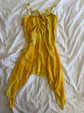 Vintage Y2K yellow handkerchief hem ruched bust sparkly fairy cami