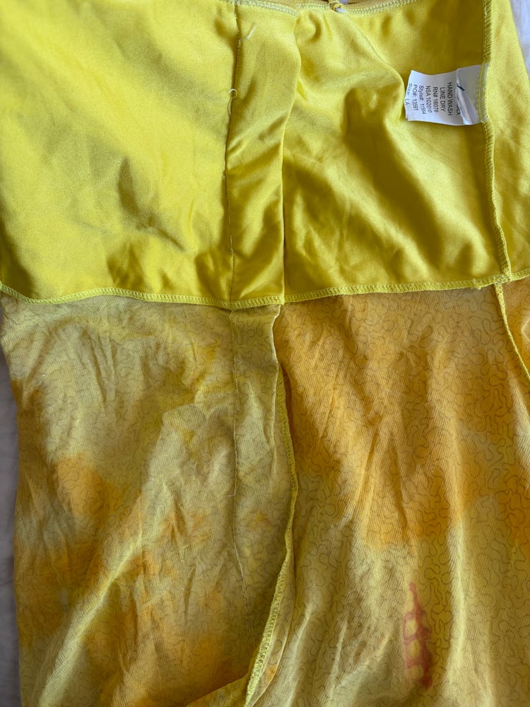 Vintage Y2K yellow handkerchief hem ruched bust sparkly fairy cami