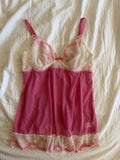 Vintage Y2K deadstock pink and white lace embroidery cami