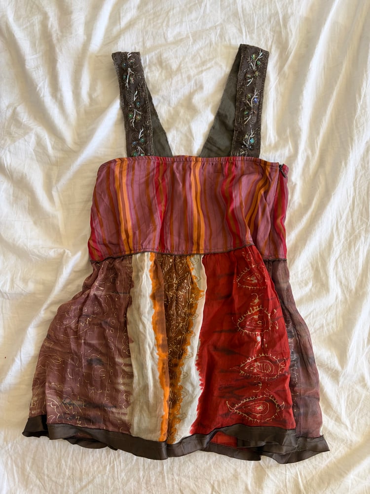 Vintage Y2K Italian sequin and beaded strap baby doll top