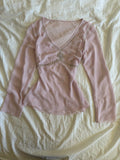 Vintage Y2K baby pink beaded long sleeve baby doll style top