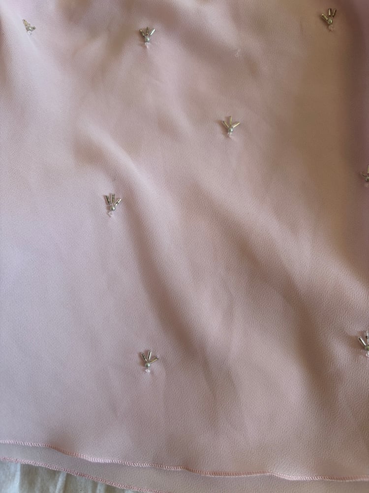 Vintage Y2K baby pink beaded long sleeve baby doll style top