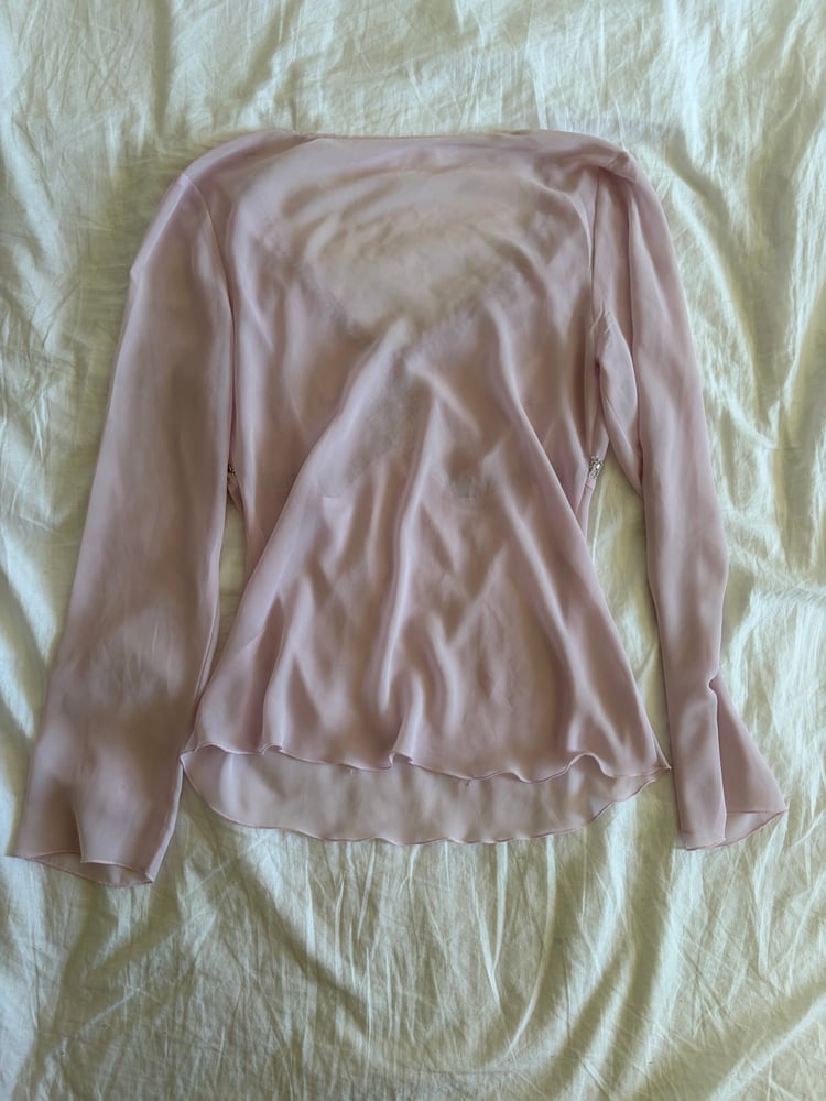 Vintage Y2K baby pink beaded long sleeve baby doll style top