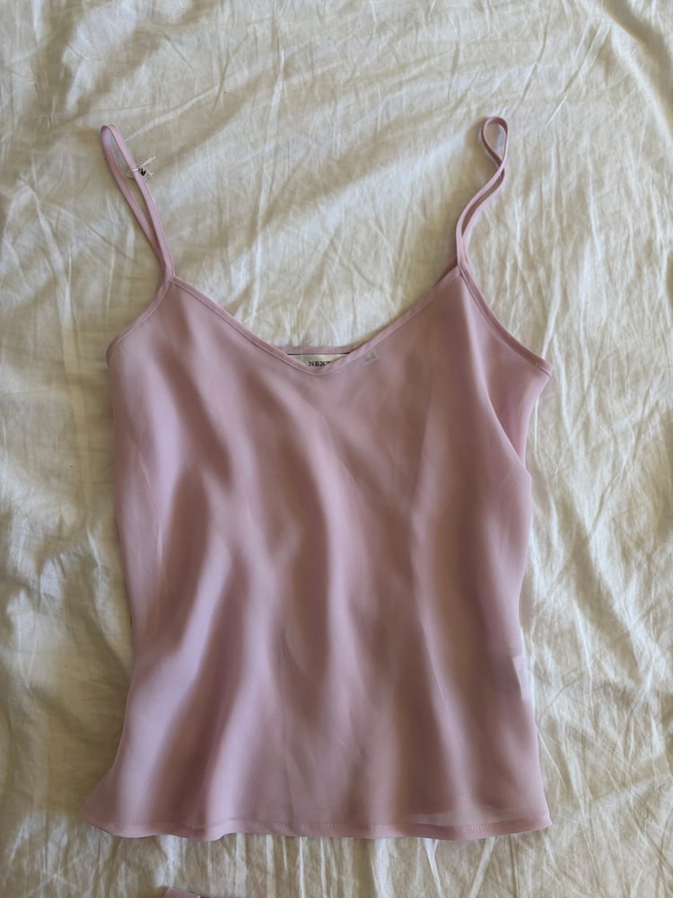 Vintage Y2K baby pink beaded long sleeve baby doll style top