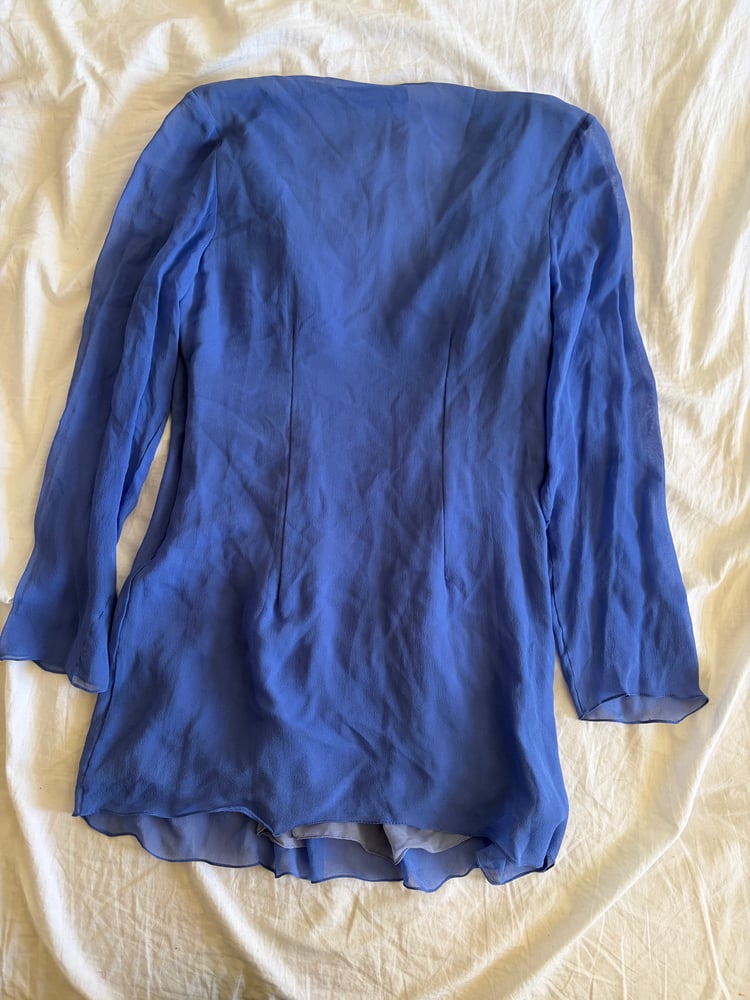 Vintage Y2K Aftershock blue sequin butterfly silk babydoll top
