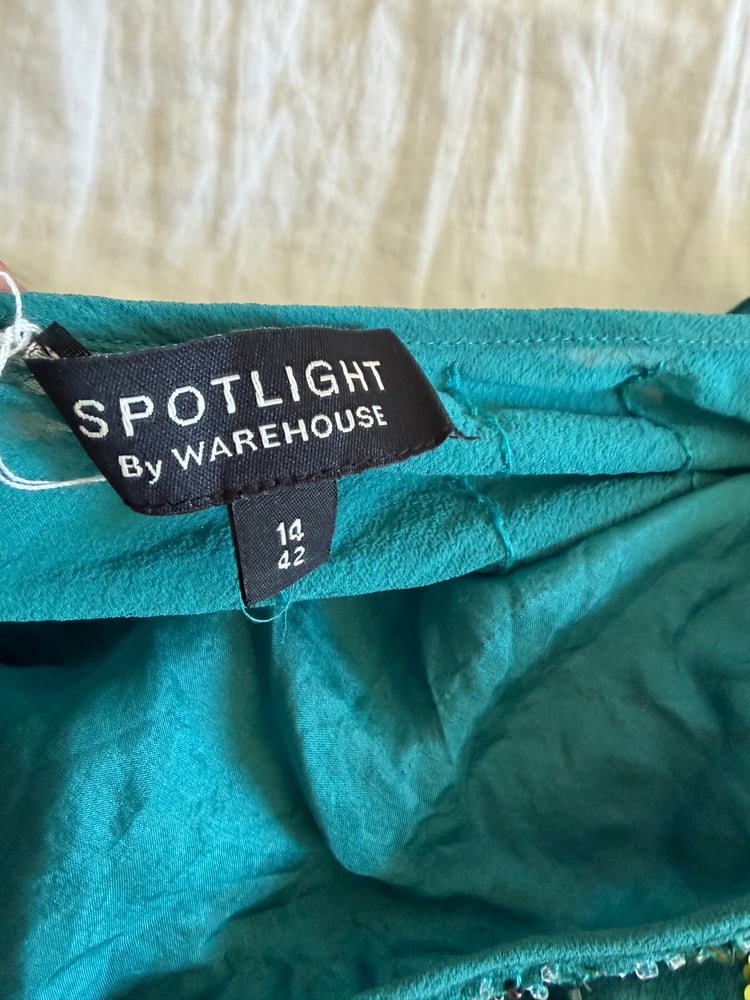 Vintage Y2K teal sequin and sequin silk cami with ruching ties at the bottom
