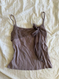 Vintage Y2K silk trim tie up dusty mauve cami