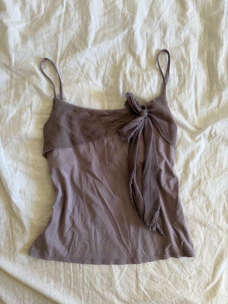 Vintage Y2K silk trim tie up dusty mauve cami