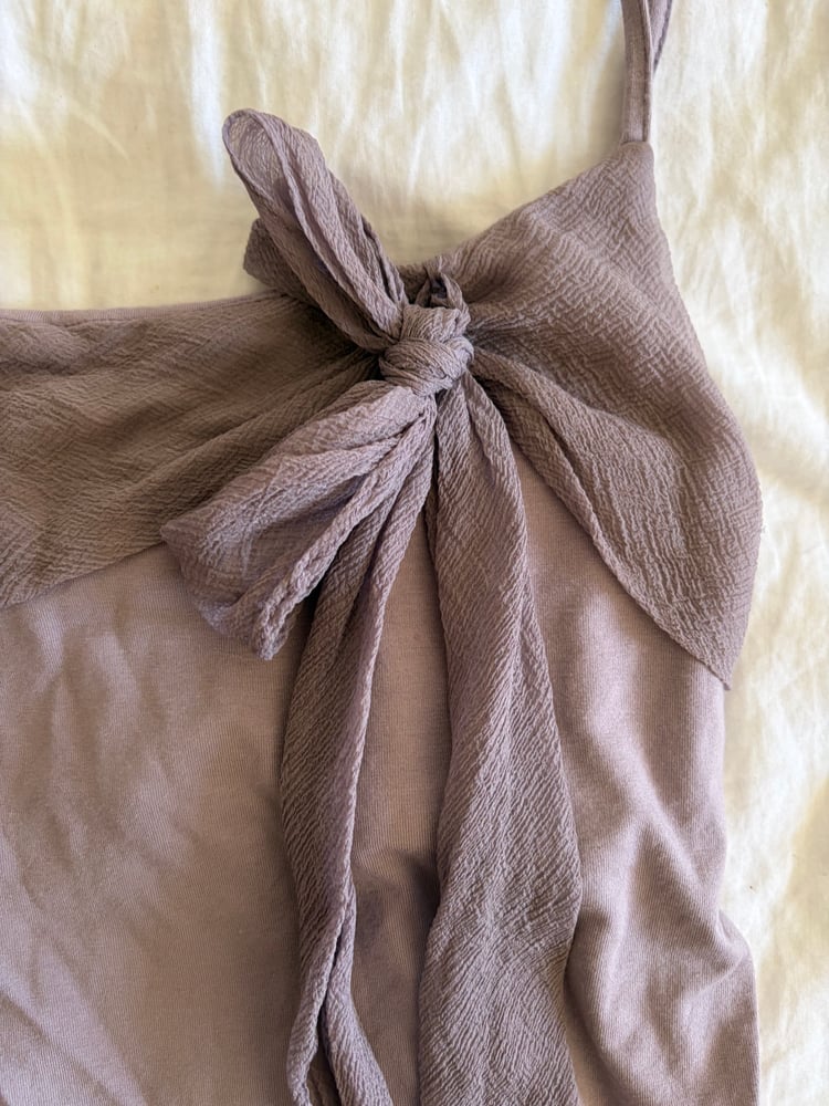 Vintage Y2K silk trim tie up dusty mauve cami