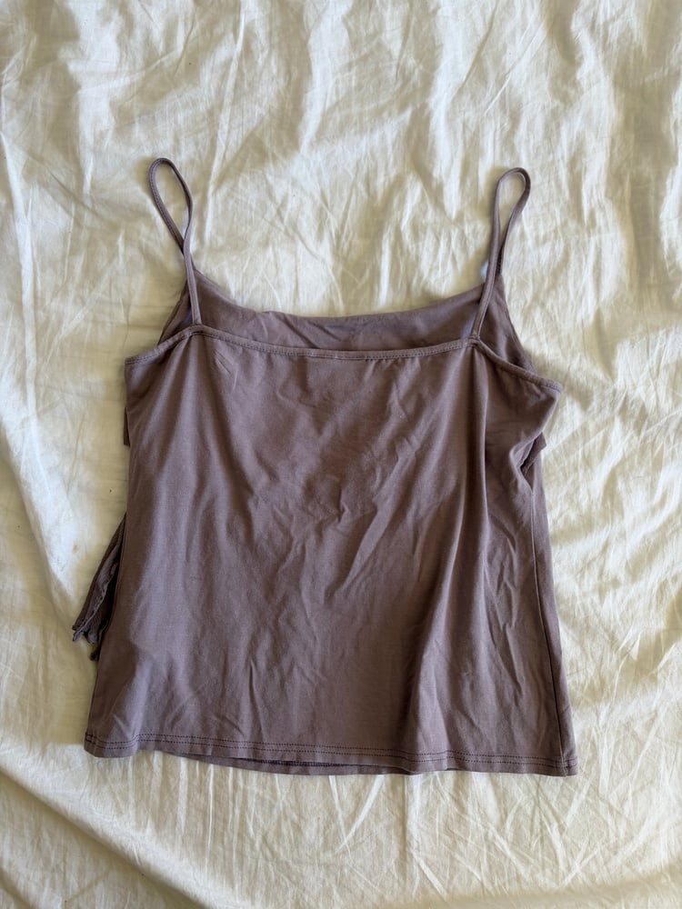 Vintage Y2K silk trim tie up dusty mauve cami