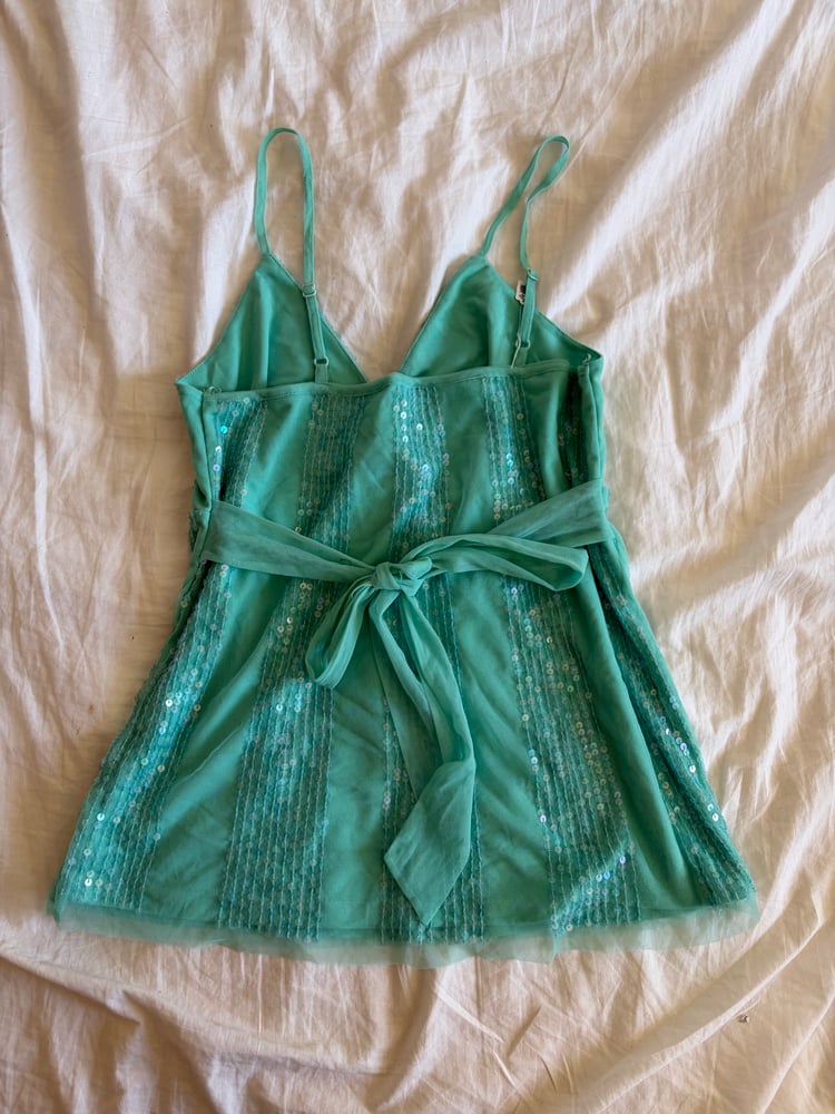 Vintage Y2K 2008 Jane Norman turquoise sequin tie baby cami BNWT
