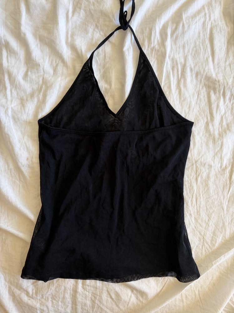 Vintage Y2K black micromesh sequin halter neck cami