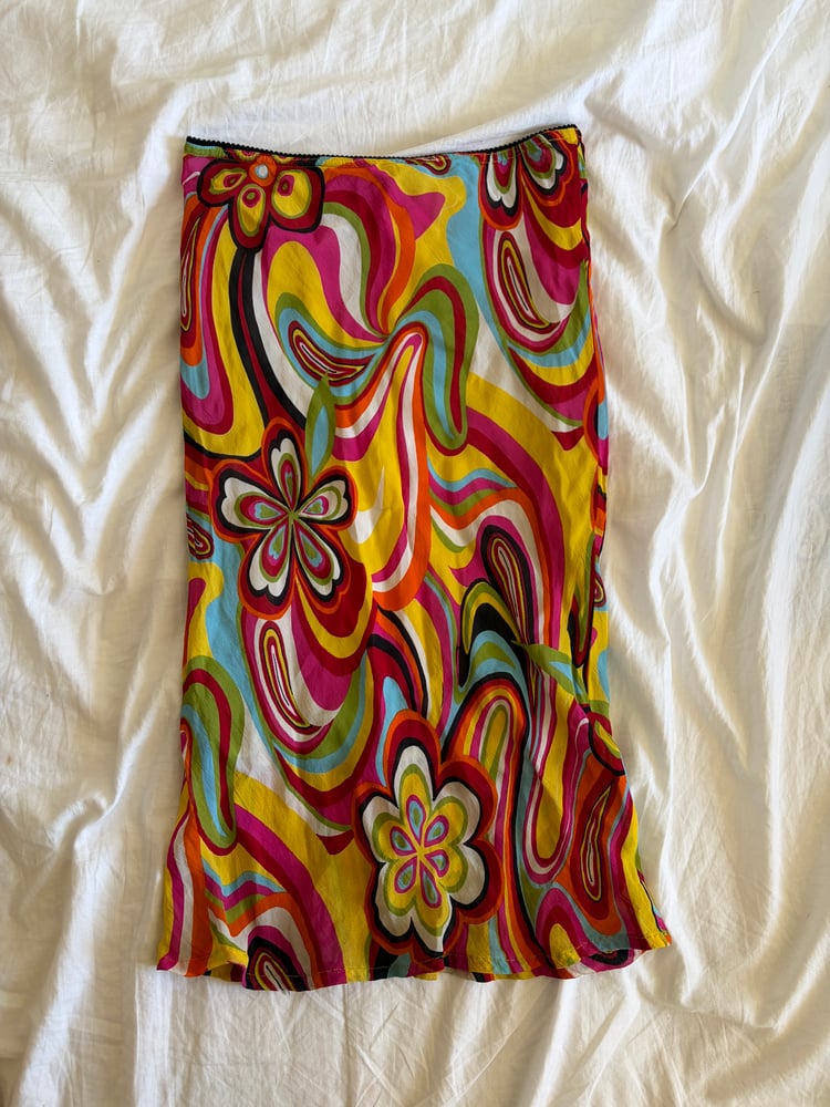 Vintage Y2K floral psychedelic midi skirt