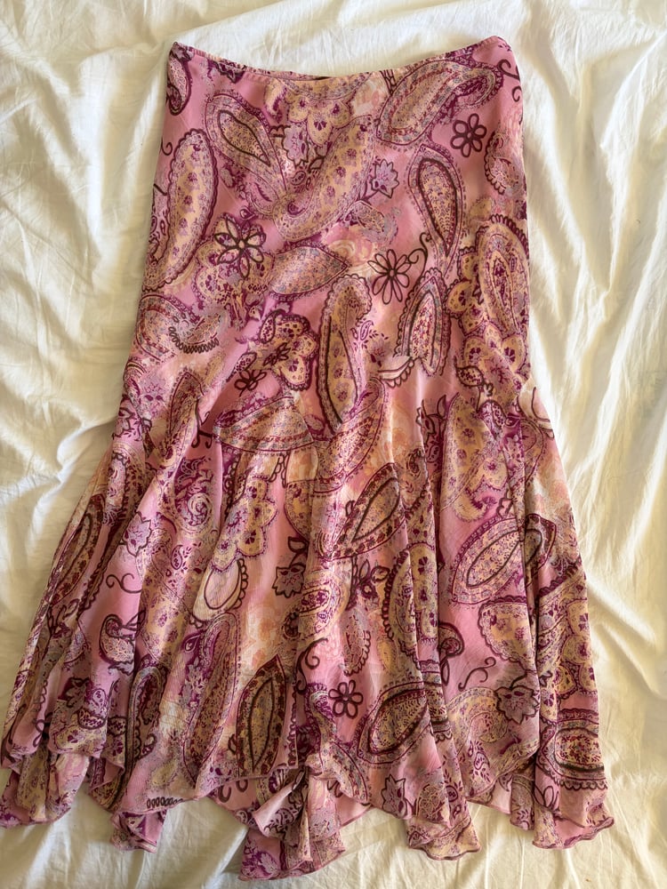 Vintage Y2K floral and paisley mermaid hem maxi skirt