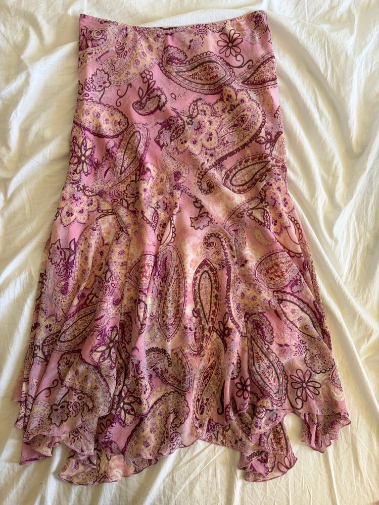 Vintage Y2K floral and paisley mermaid hem maxi skirt