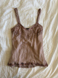 Vintage Y2K mauve silk beaded and sequin cami