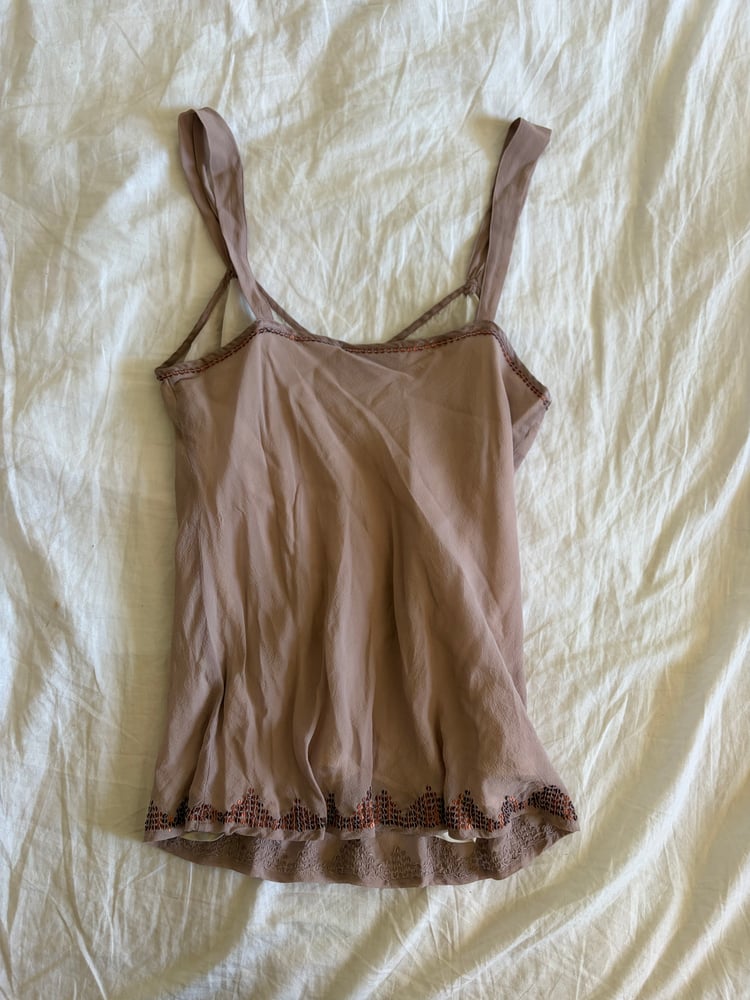 Vintage Y2K mauve silk beaded and sequin cami