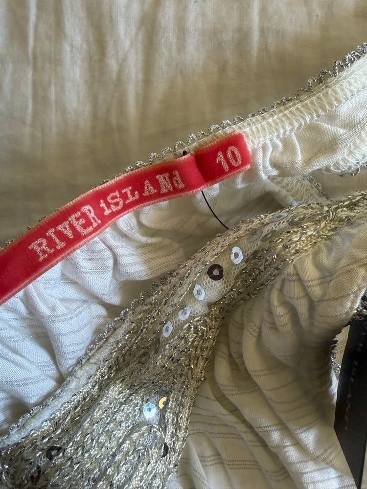 Vintage Y2K pinstripe sequin butterfly long cami BNWT