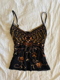 Vintage Y2K black embroidered and sequin cami