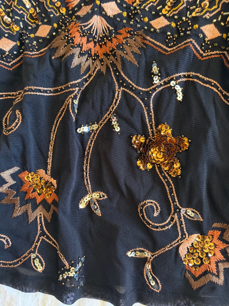 Vintage Y2K black embroidered and sequin cami