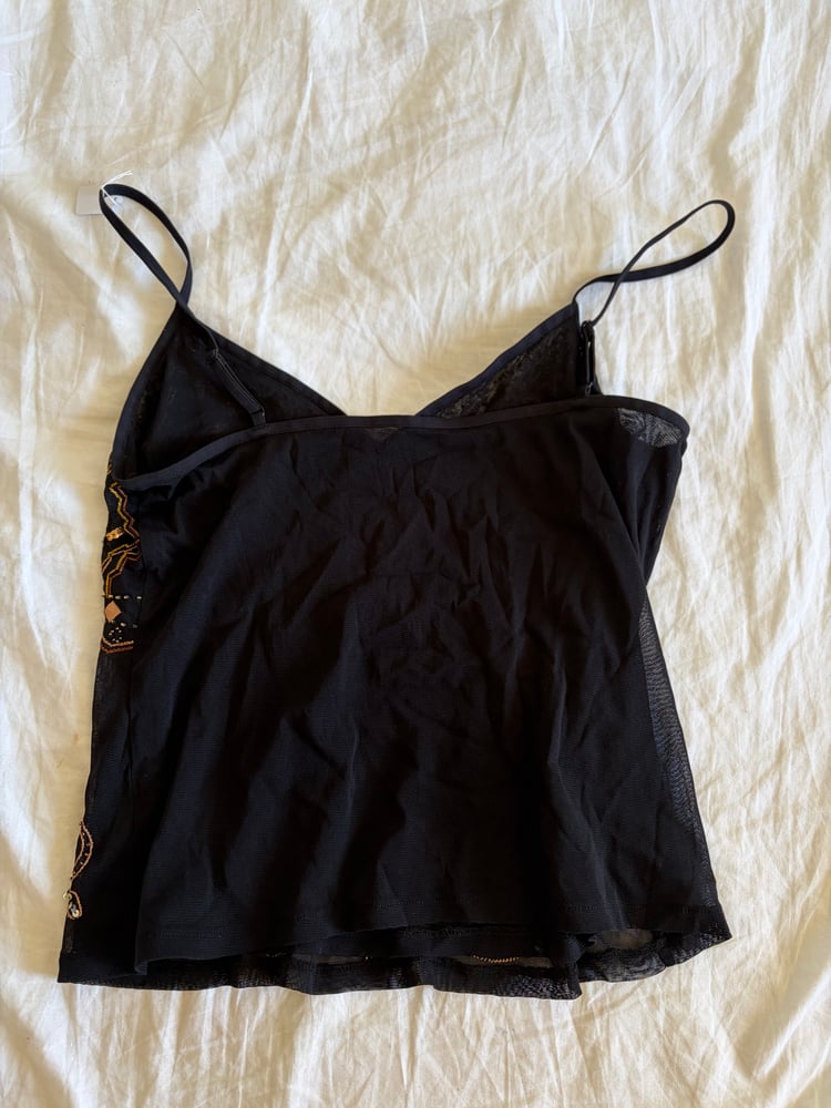 Vintage Y2K black embroidered and sequin cami