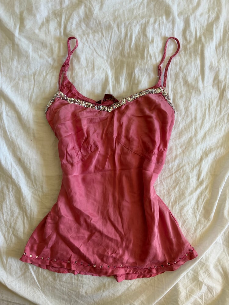 Vintage Y2K pink silk sequin cami